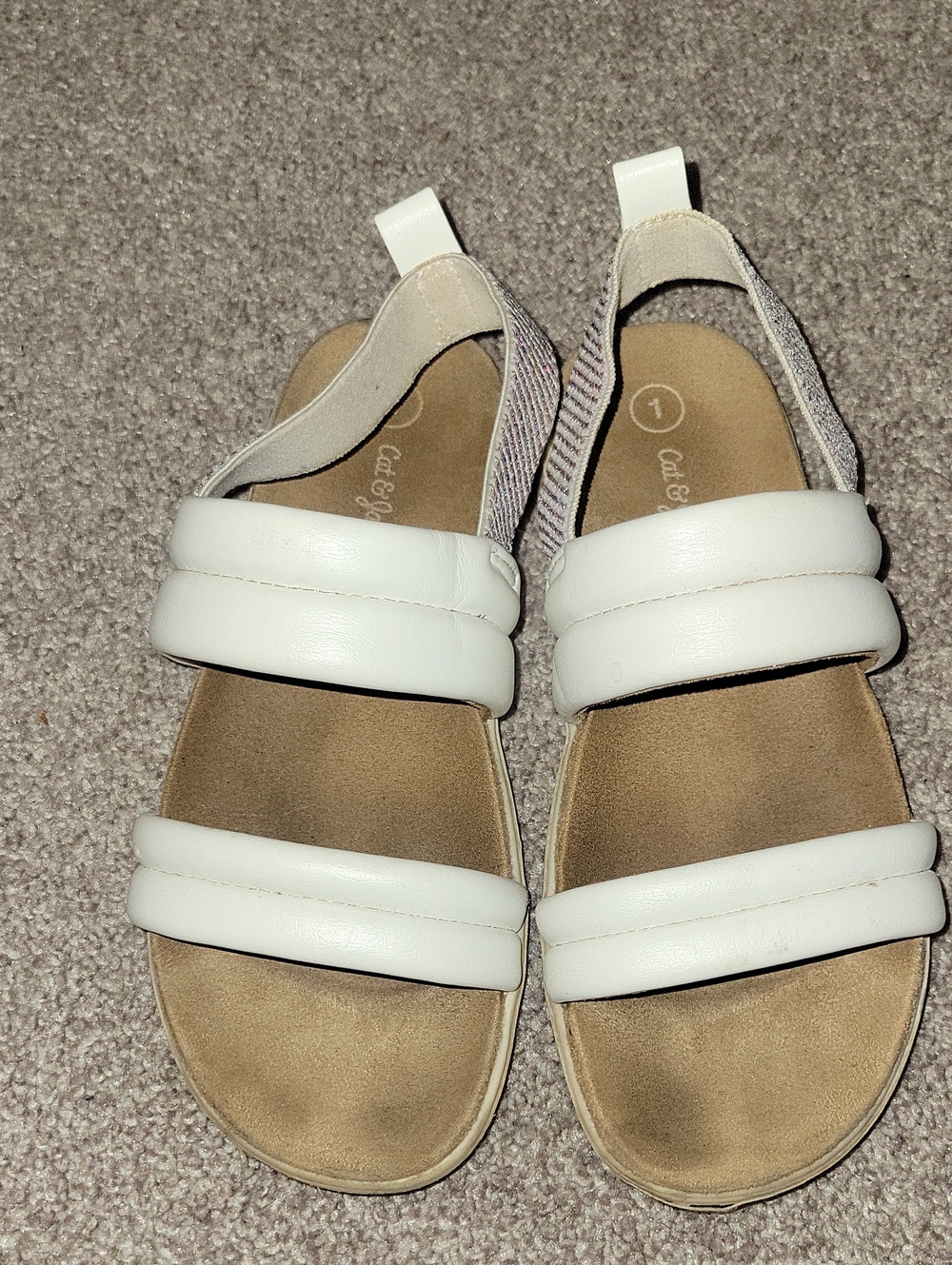 Cat & Jack White Padded Strap Girl's Size 1 Sandals